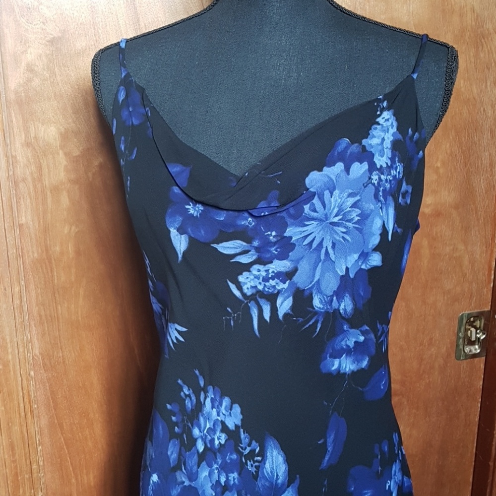 Lily beautiful blues/black hi-lo midi dress